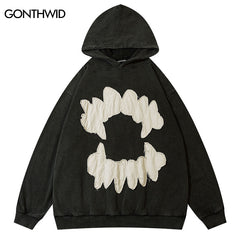 Ripped Teeth Patch Hoodies